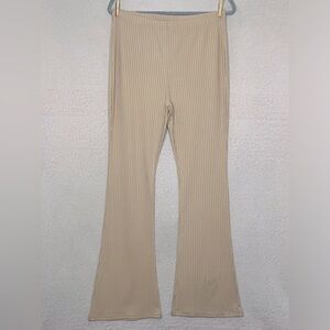 Topshop Ribbed Flare Lounge Pants-Tan/Beige-Women’s 12-Classic-Loungewear-Comfy